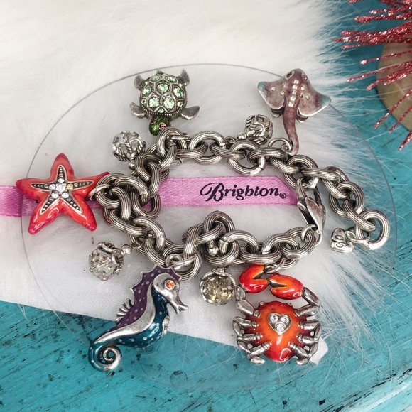 Brighton Ocean Marvels Crystal Charm Bracelet EUC - Picture 2 of 10